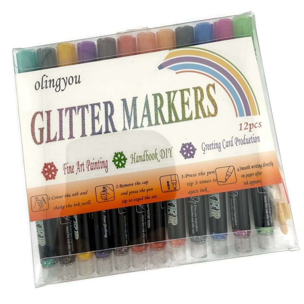 Glitter Markers 12 Piece Set - Multicolor